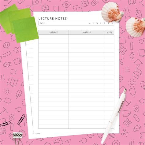 lecture notes template template printable