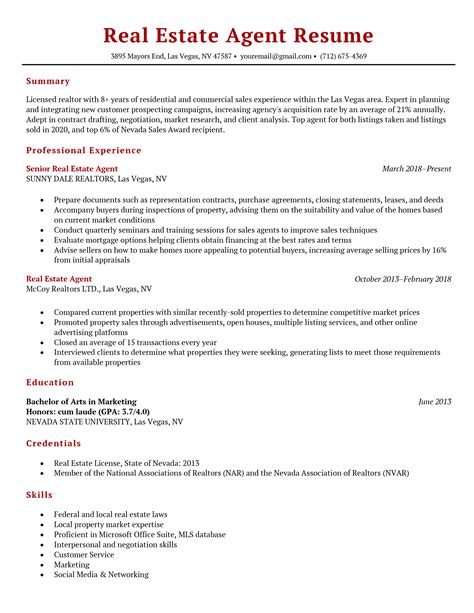 real estate agent resume  writing tips