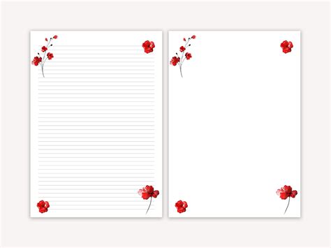 floral printable letter paper  sheet sheet floral etsy