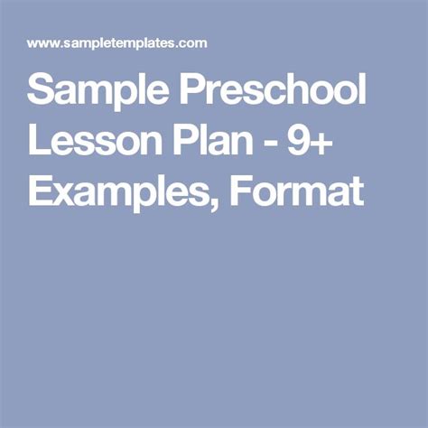 sample preschool lesson plan  examples format preschool lesson plan preschool lessons