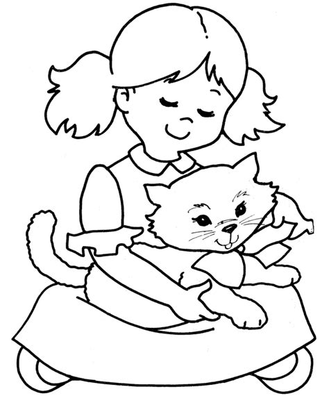 cute girl baby cat coloring pages