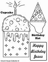 Birthday Happy Coloring Pages Jesus Printable Cards Kids Dad Printables School Sunday Christmas Children Cupcake Activities Collections Board Churchhousecollection Church sketch template