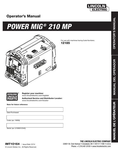 lincoln electric power mig  mp operators manual   manualslib