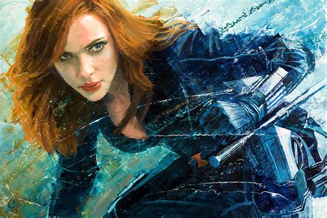 Marvel Black Widow Painting By Christopher Clark