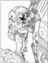 Astronaut Kleurplaat Ruimtevaart Repareert Iis Ruimte Stemmen sketch template