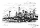 Dallas Skyline Texas Drawing Drawings Stephen Wiltshire Sketch City Prints Stephenwiltshire sketch template