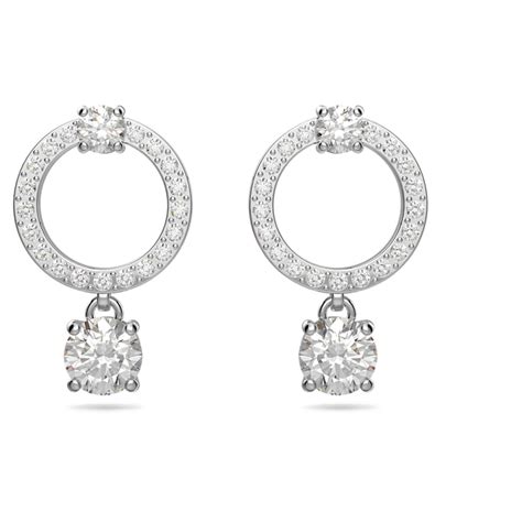 Attract Circle Pierced Earrings White Rhodium Plated