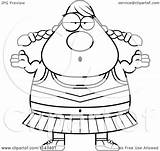 Chubby Cheerleader Shrugging Careless Clipart Cartoon Cory Thoman Outlined Coloring Vector 2021 sketch template
