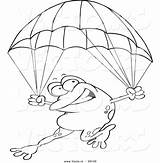 Frog Parachuting Outlined Toonaday sketch template