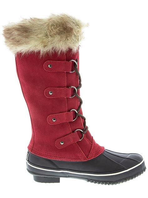 kreated equal faux fur womens tall arctic winter boots  red walmart canada