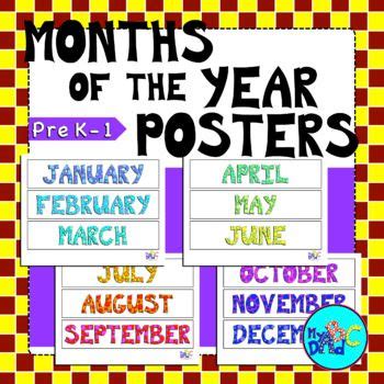 months   year calendar cards months   year pre kindergarten
