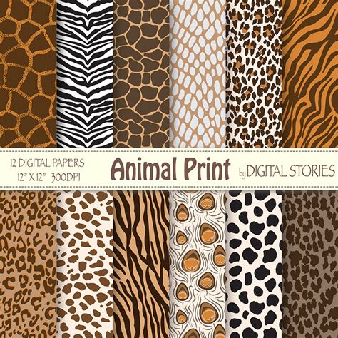 animal print digital paper animal print giraffe zebra panther