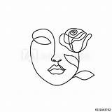 Line Face Drawing Woman Outline Rose Continuous Abstract Beauty Con Drawings Mujer Lineal Dibujo Simple Un Dibujos Rostro Minimal Minimalista sketch template