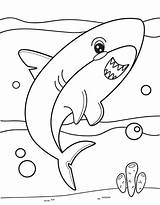 Shark Coloring Cute Pages Animal Kawaii Printable Kids sketch template