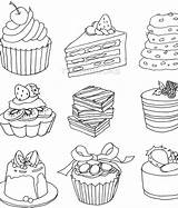 Tegninger Cupcake Kager Tegning Bread Boulangerie Doodle Colorear sketch template