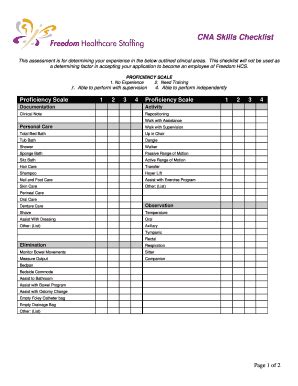 cna checklist template fill  sign printable template