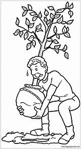 Planting Man Tree Coloring Pages Color sketch template