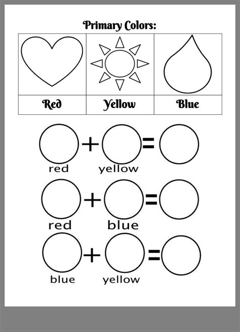 primary colors worksheets ideas