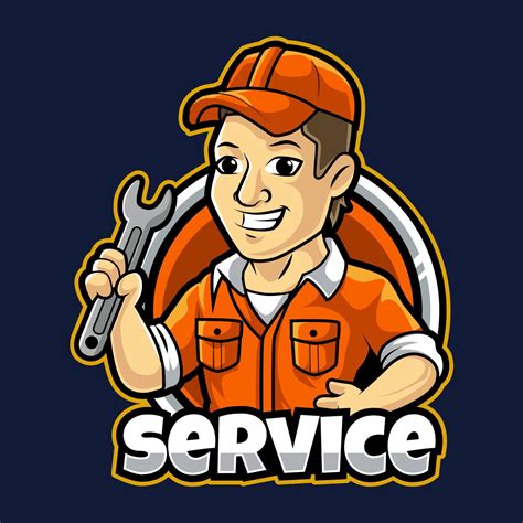 service man mascot logo vector illustration  vector art  vecteezy