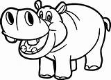 Hippo Coloring Printable Pages Smiling Funny Kids Drawing Description sketch template