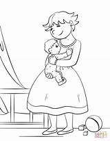 Coloring Hugging Pages Child Mother Her sketch template