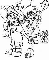 Raggedy Ann Coloring Andy Kite Playing Pages Color Book Netart Antique Colouring Adult Template Para sketch template