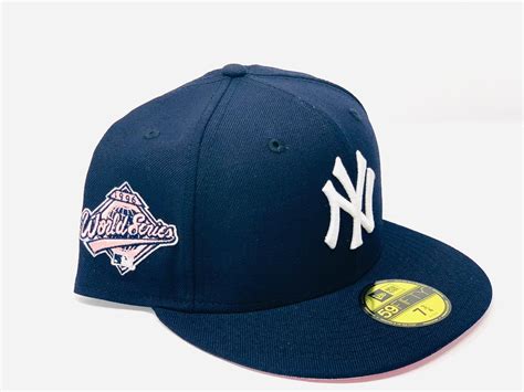 york yankees  world series navy pink brim  era fitted hat