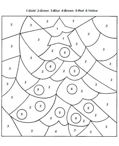 christmas kindergarten color  numbers christmas tree coloring page