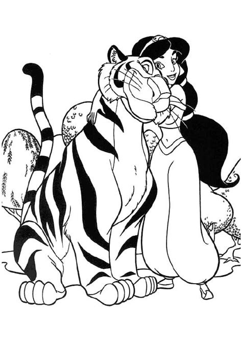 printable princess jasmine  tiger coloring pages cartoon coloring