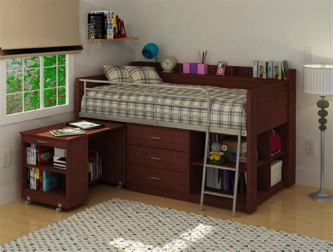 wooden loft bed  desk  recommended space  furniture