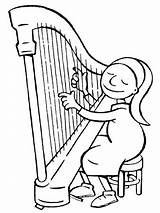 Arpa Tocando Musicales Instrumentos Kleurplaat Actividades Harp Openen Mentamaschocolate sketch template