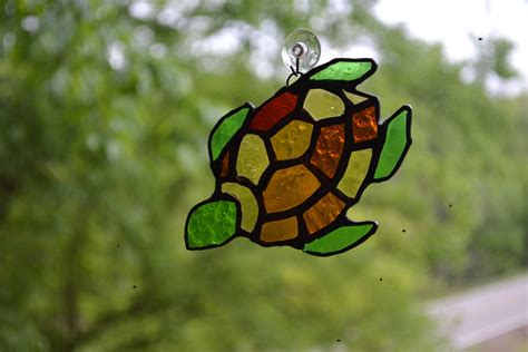 stained glass sea turtle suncatcher etsy