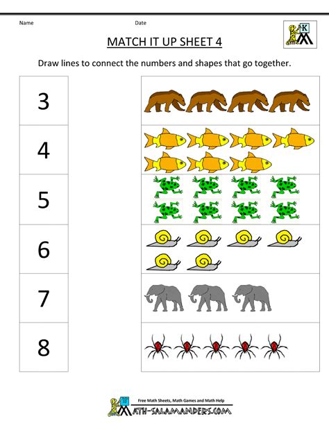 math worksheets  kindergarten  printable