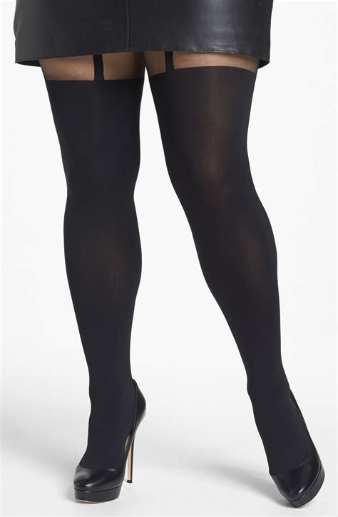 pretty polly curves suspender tights plus size nordstrom