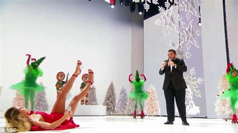 heidi klum takes tumble onstage as she makes singing debut on agt holiday spectacular daily