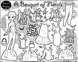 Coloring Paper Pages Printable Doll Modern Dolls Print Clothes Florals Marisole Monday Dress Color Click Pdf Friends Bouquet Getcolorings Chic sketch template