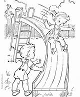 Coloring Pages Playing Children Kids Playground Library Clipart sketch template