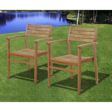 amazonia clanfield teak wood outdoor stacking chairs set