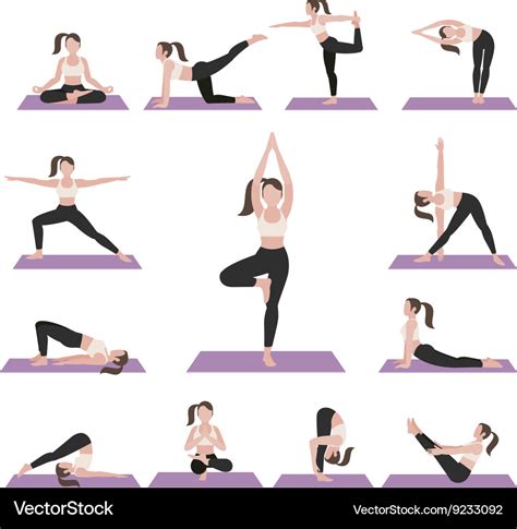 yoga postures exercises set royalty  vector image