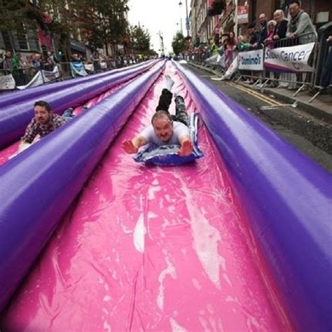 500ft Exciting Big Inflatable Slides 3 Lane Long Water City Slide