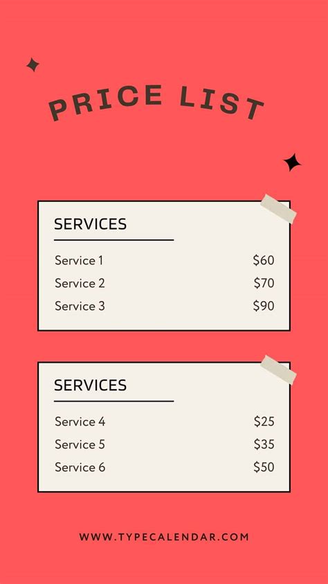 printable price list template easily manage  products