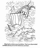 Paul Coloring Pages Bible Shipwrecked Apostle Printables Silas Shipwreck Pauls Kids Testament School Sunday Apostles Prison Crafts Malta Old Craft sketch template