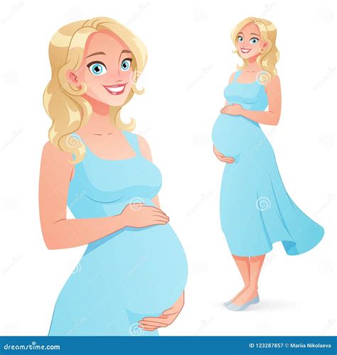 Beautiful Smiling Pregnant Woman Full Length Isolated Vector