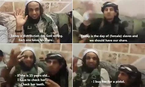 footage shows isis fighters attending slave girl market