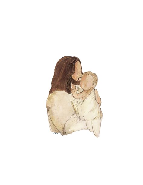 watercolor print jesus holding baby  pembimade  etsy jesus