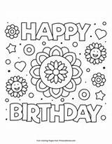 Birthday Happy Coloring Pages Flower Pdf Printable Primarygames sketch template