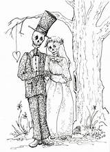 Bride Skeleton Groom Wedding Dead Drawing Drawings Halloween Sold Etsy sketch template