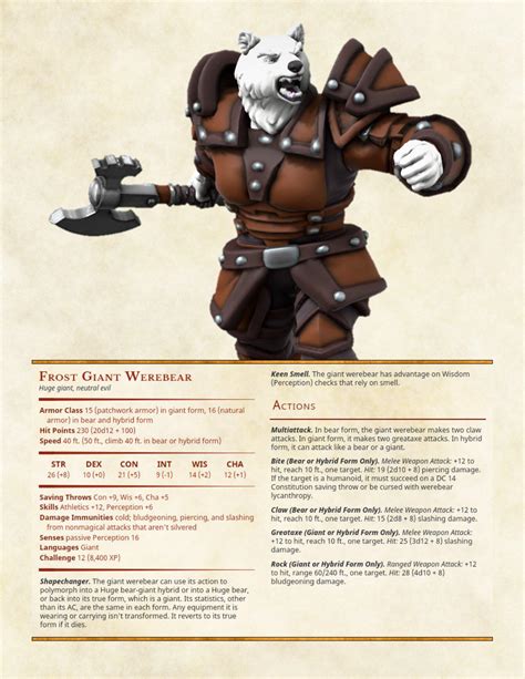 frost giant werebear  updated stat block  page rdndhomebrew