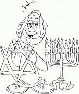 Rabbi Coloring Menorah Pages Hanukkah Star Kids Finished sketch template