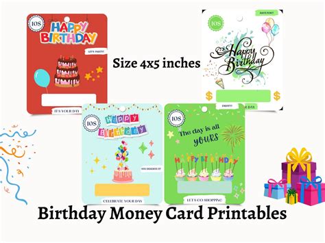 printable birthday money card money card png bundle money etsy